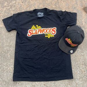 Sapwood’s shirt and hat black